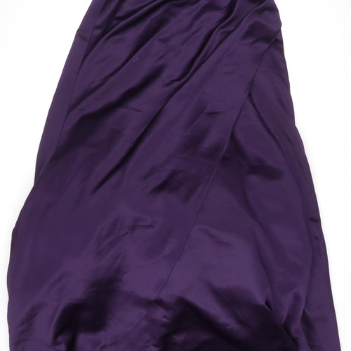 Alfred Angelo Womens Purple Polyester A-Line Size 14 Off the Shoulder Zip - Beaded