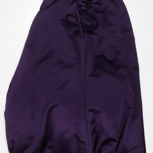 Alfred Angelo Womens Purple Polyester A-Line Size 14 Off the Shoulder Zip - Beaded