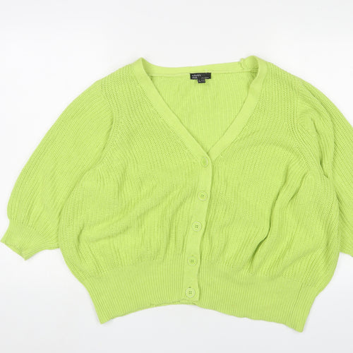Nobody's Child Womens Green V-Neck Cotton Cardigan Jumper Size 10 - 10/12