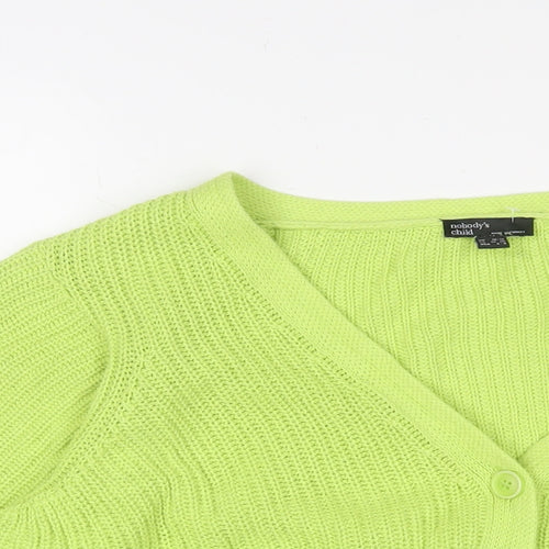 Nobody's Child Womens Green V-Neck Cotton Cardigan Jumper Size 10 - 10/12