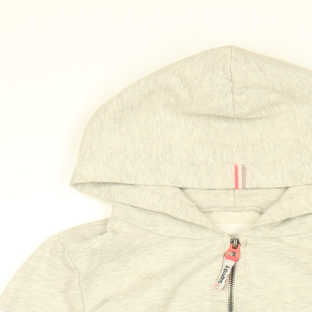 Superdry Womens Grey Cotton Full Zip Hoodie Size S Zip