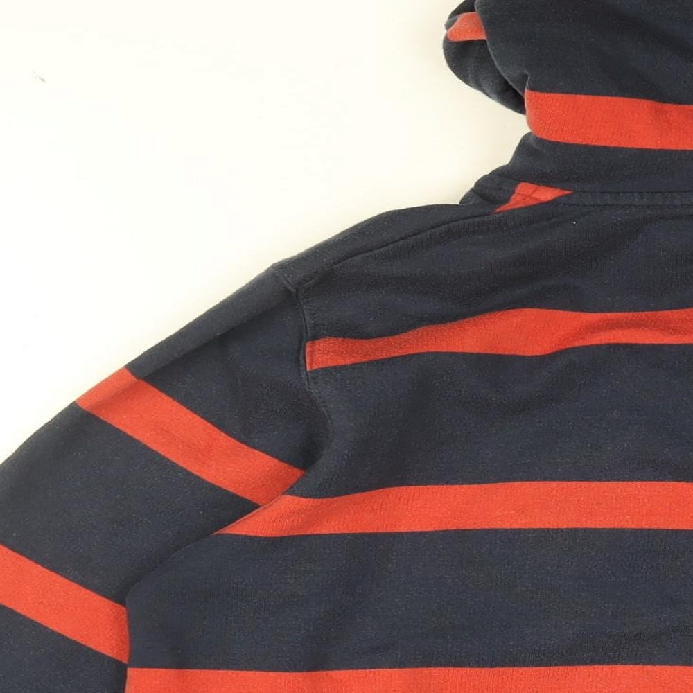 Cotton Traders Mens Blue Striped Cotton Pullover Hoodie Size M