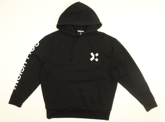 COLLUSION Mens Black Cotton Pullover Hoodie Size M - Collusion