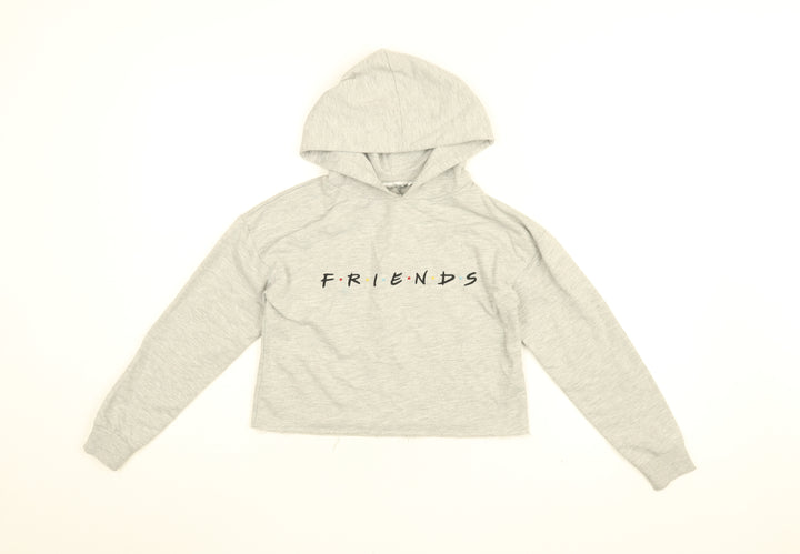 Friends Girls Grey Cotton Pullover Hoodie Size 9-10 Years Pullover - Friends Logo