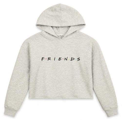 Friends Girls Grey Cotton Pullover Hoodie Size 9-10 Years Pullover - Friends Logo