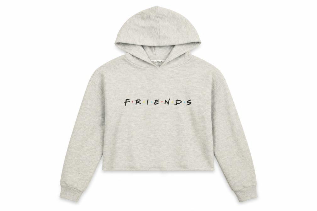 Friends Girls Grey Cotton Pullover Hoodie Size 9-10 Years Pullover - Friends Logo