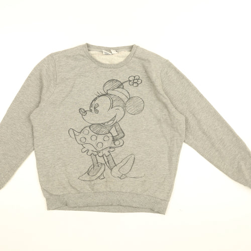 Disney Womens Grey Cotton Pullover Sweatshirt Size 10 Pullover - Mickey Mouse