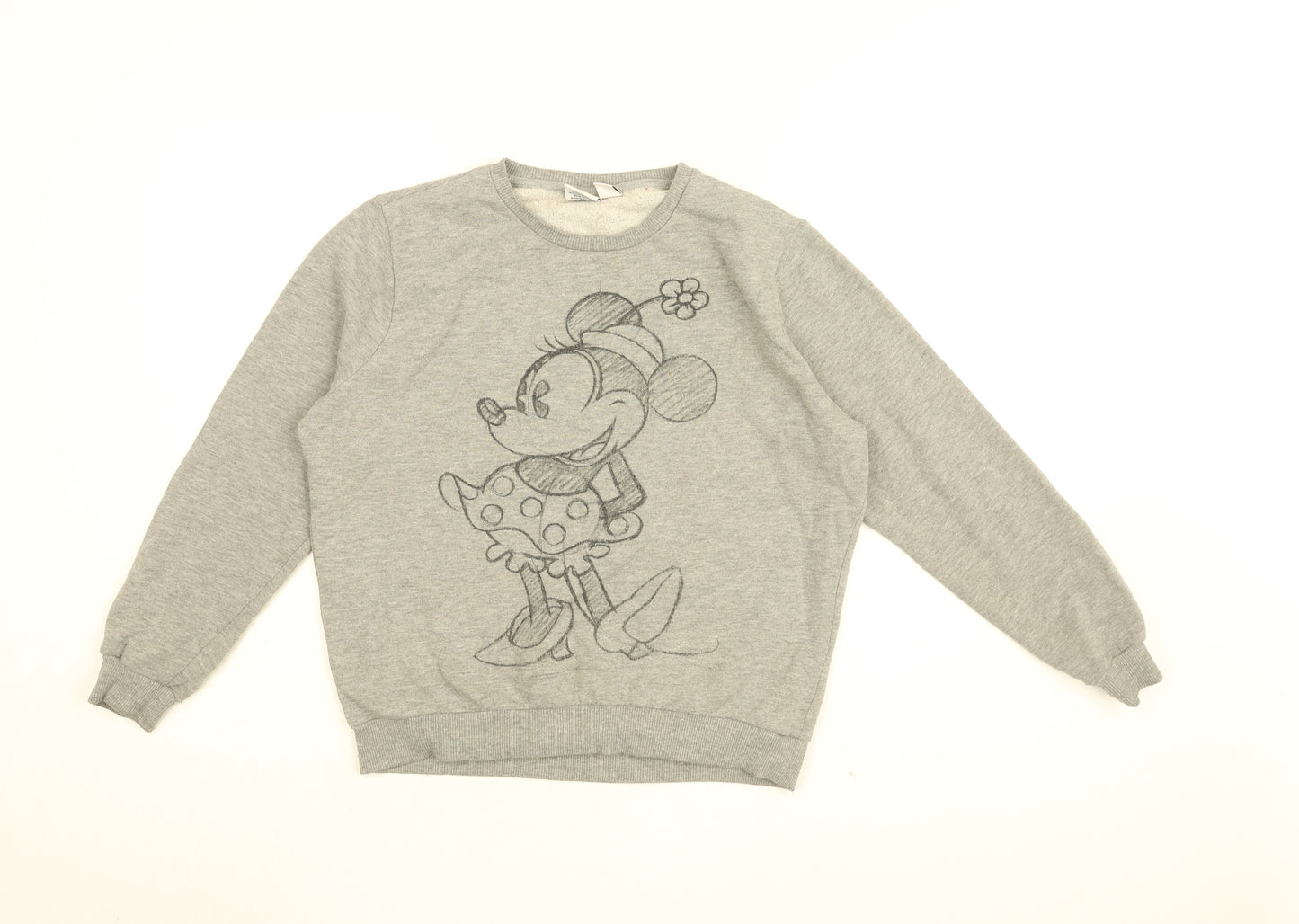 Disney Womens Grey Cotton Pullover Sweatshirt Size 10 Pullover - Mickey Mouse