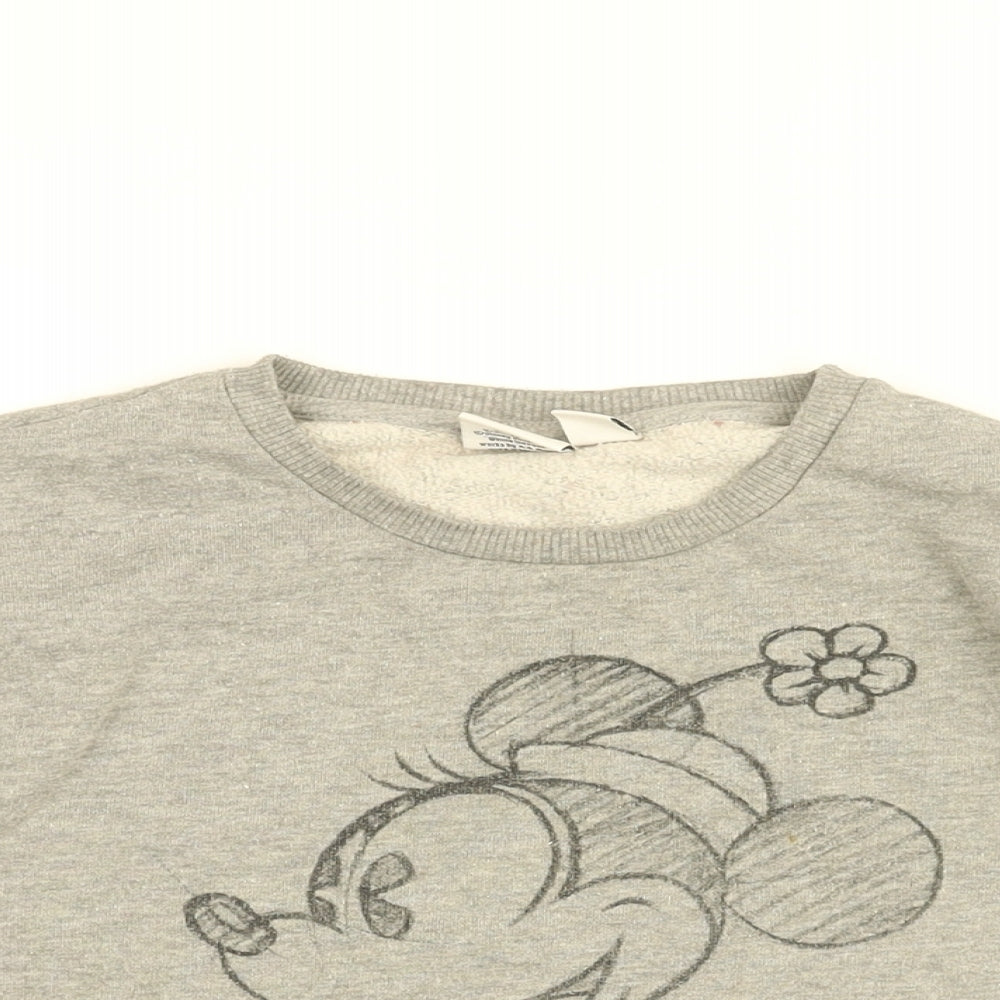 Disney Womens Grey Cotton Pullover Sweatshirt Size 10 Pullover - Mickey Mouse