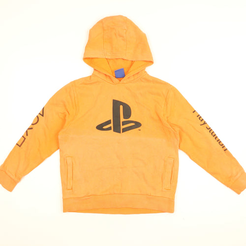 PlayStation Boys Orange Cotton Pullover Hoodie Size 9 Years Pullover - PlayStation