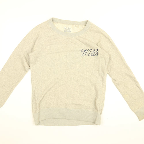 Jack Wills Womens Grey Cotton Pullover Sweatshirt Size 8 Pullover
