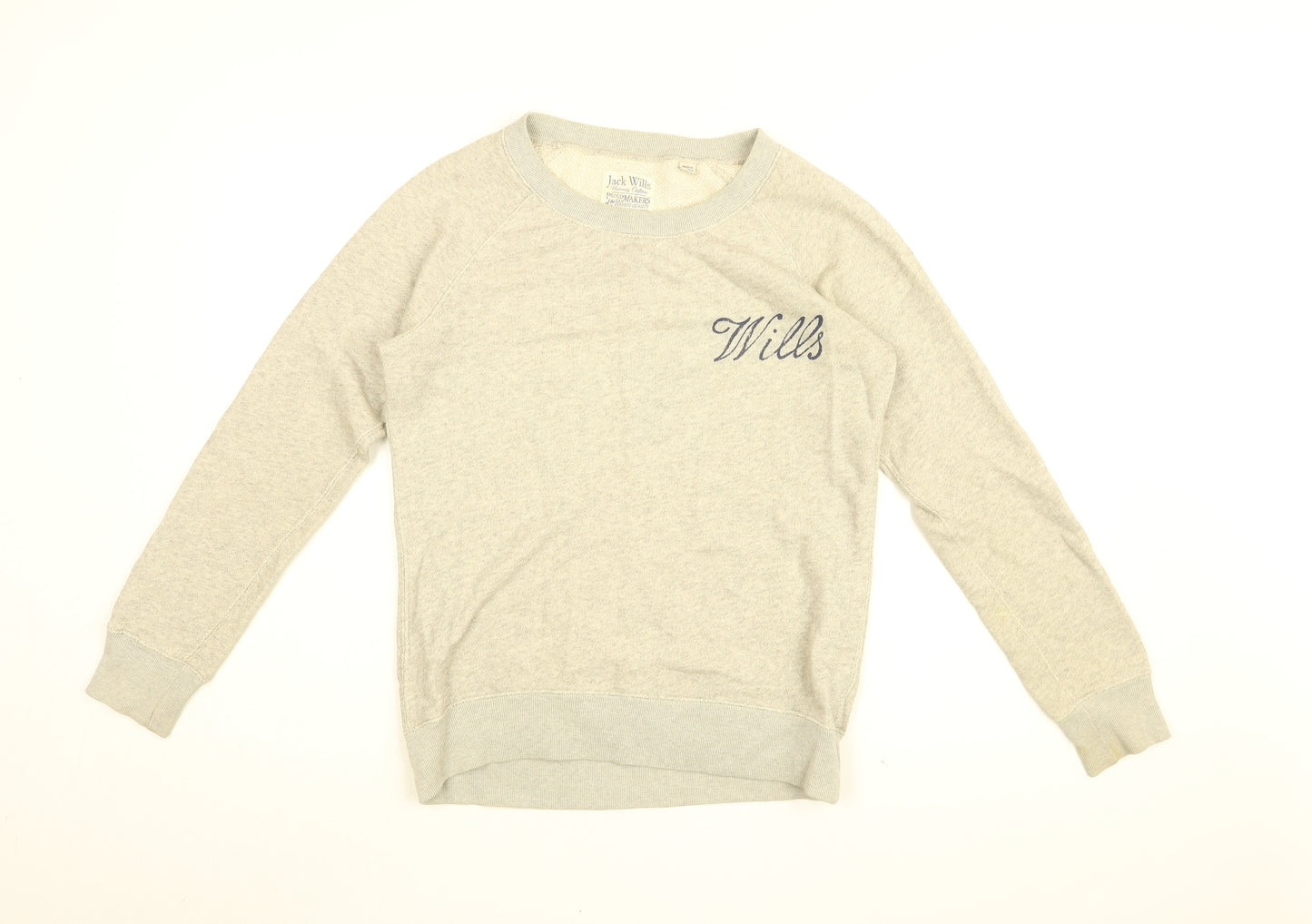 Jack Wills Womens Grey Cotton Pullover Sweatshirt Size 8 Pullover