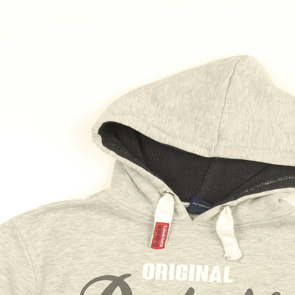 Dudeskin Boys Grey Cotton Pullover Hoodie Size 11-12 Years Pullover - Original Dudeskin
