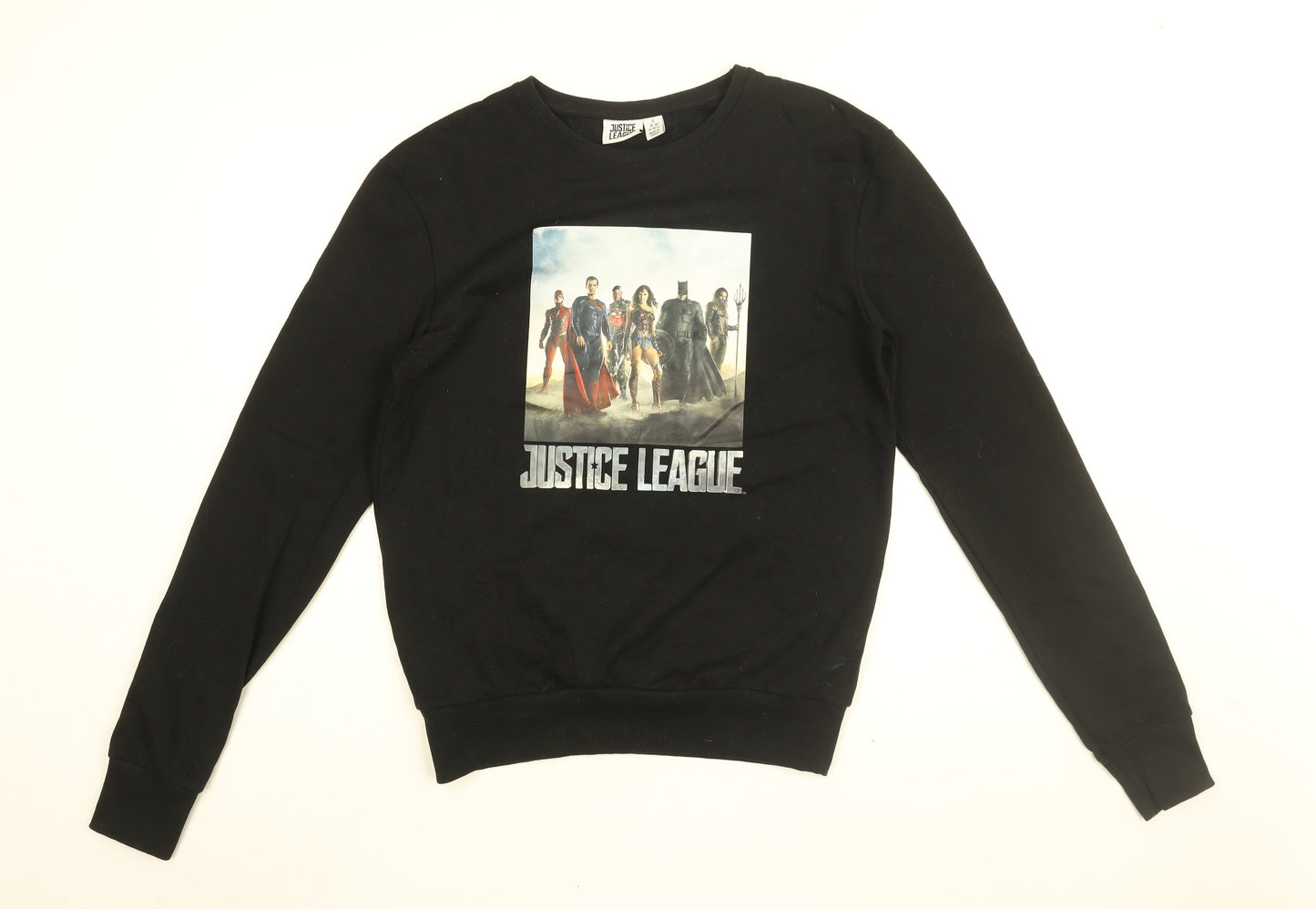 Justice League Mens Black Cotton Pullover Sweatshirt Size S - Justice League