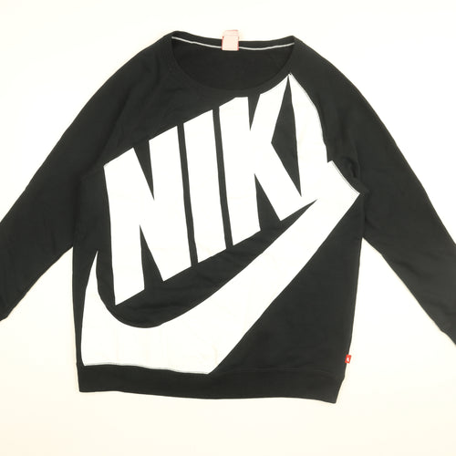 Nike Mens Black Cotton Pullover Sweatshirt Size L - Nike logo