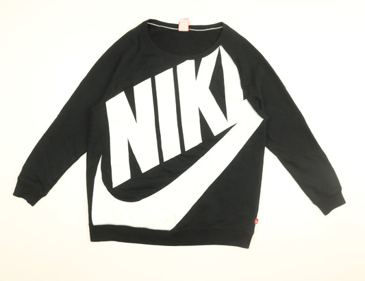 Nike Mens Black Cotton Pullover Sweatshirt Size L - Nike logo