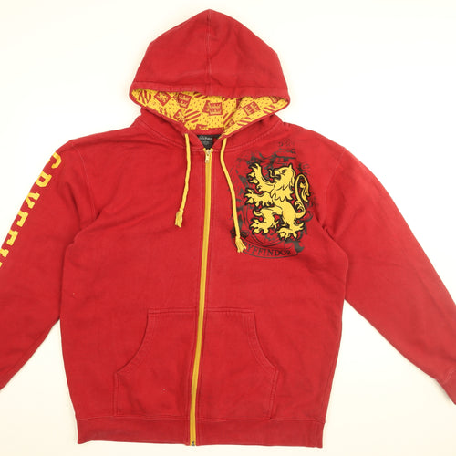 Harry Potter Mens Red Cotton Full Zip Hoodie Size L - Gryffindor