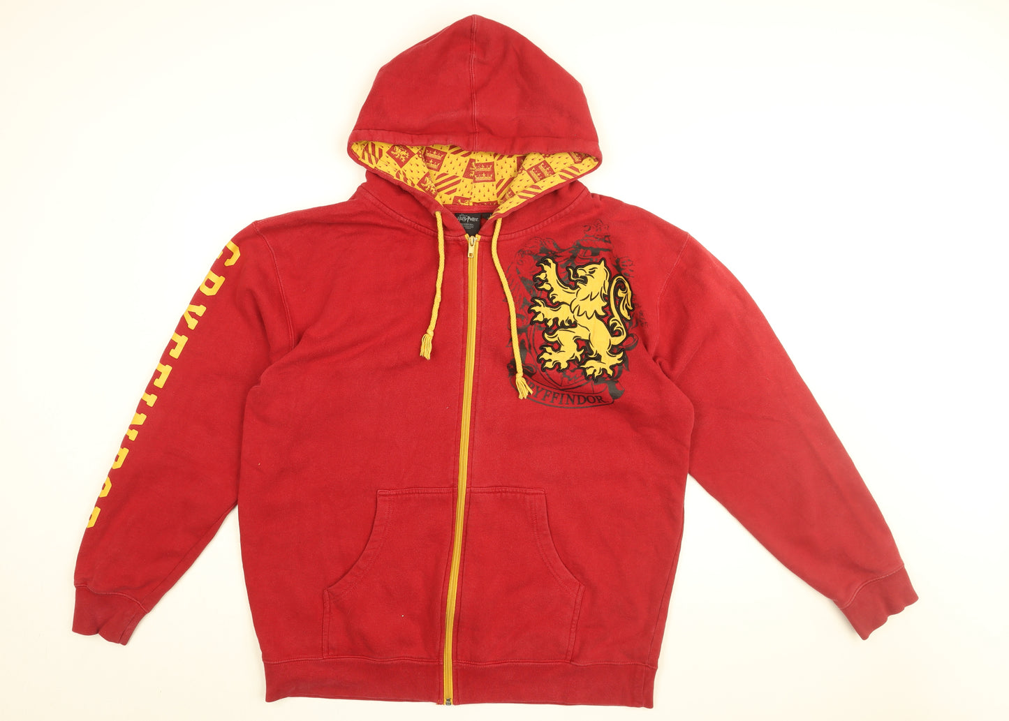 Harry Potter Mens Red Cotton Full Zip Hoodie Size L - Gryffindor