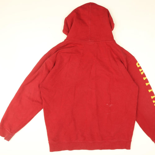 Harry Potter Mens Red Cotton Full Zip Hoodie Size L - Gryffindor