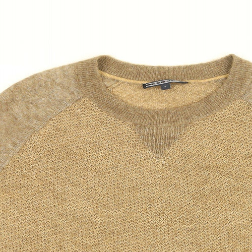 Tommy Hilfiger Mens Brown Round Neck Cotton Pullover Jumper Size S Long Sleeve