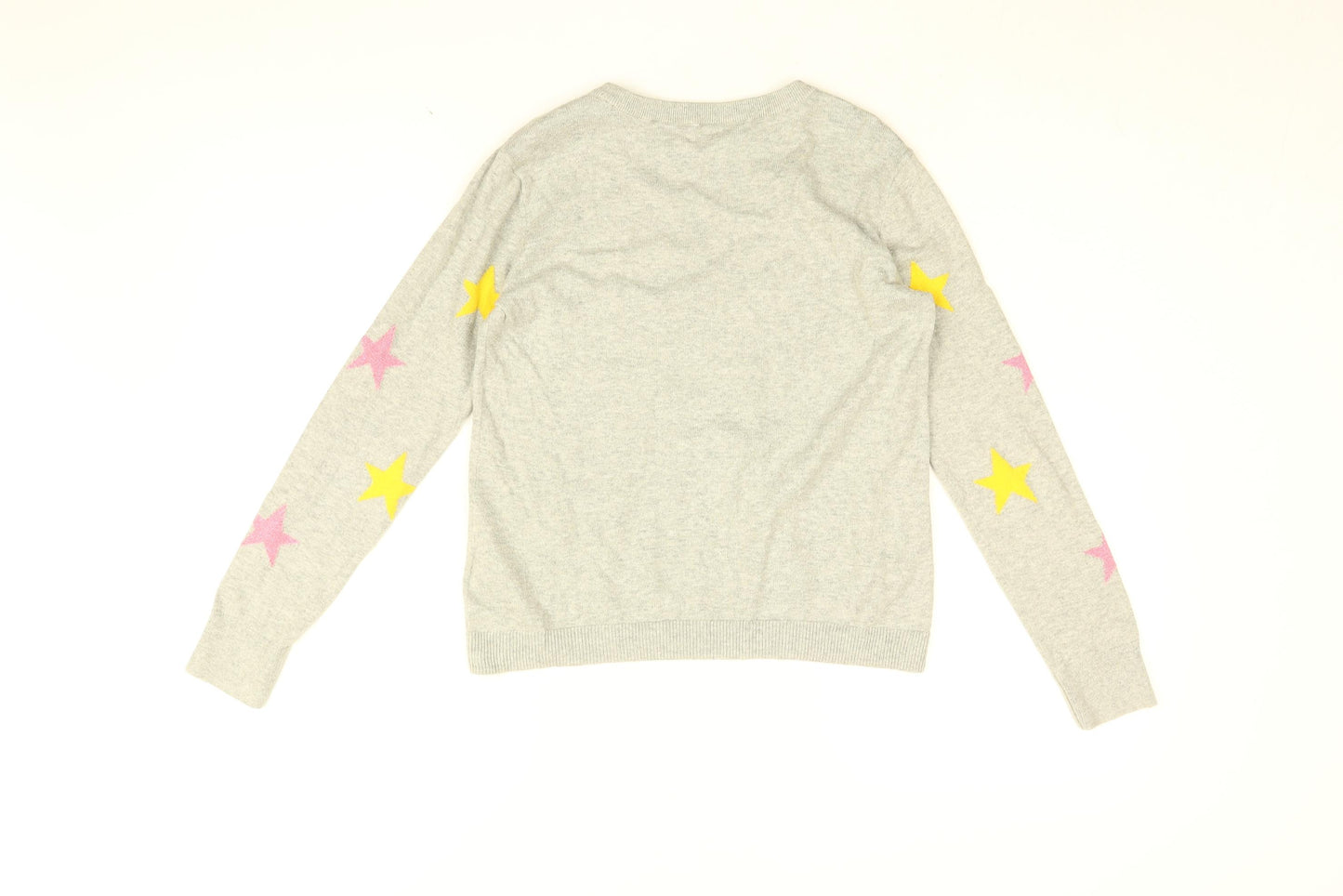 Gap Girls Grey Round Neck Geometric Cotton Pullover Jumper Size 12 Years Pullover - Star print