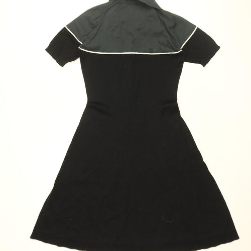 John Smedley Womens Black Cotton A-Line Size S Collared Button