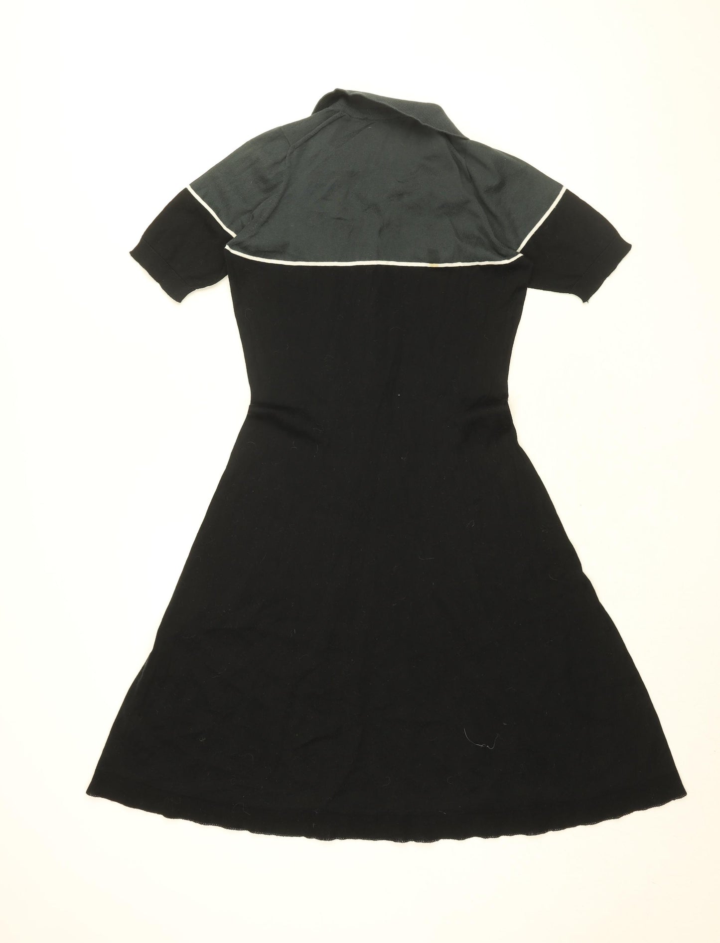 John Smedley Womens Black Cotton A-Line Size S Collared Button