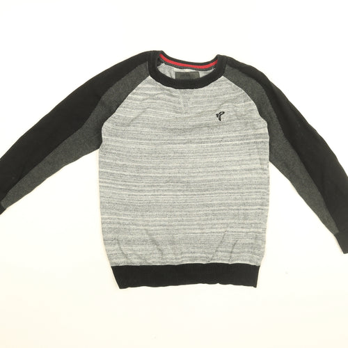 RJR.John Rocha Boys Grey Round Neck Cotton Pullover Jumper Size 8-9 Years Pullover