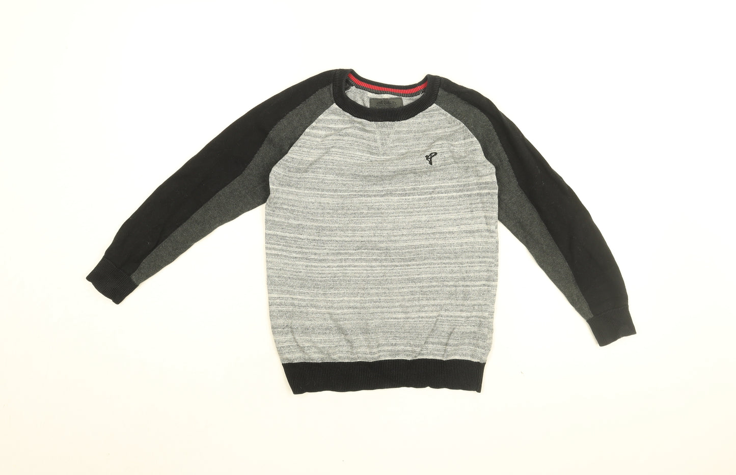 RJR.John Rocha Boys Grey Round Neck Cotton Pullover Jumper Size 8-9 Years Pullover