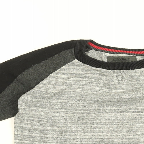 RJR.John Rocha Boys Grey Round Neck Cotton Pullover Jumper Size 8-9 Years Pullover