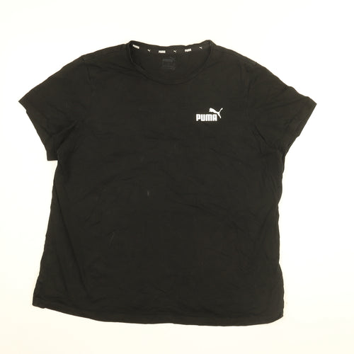 PUMA Womens Black Cotton Basic T-Shirt Size XL Round Neck