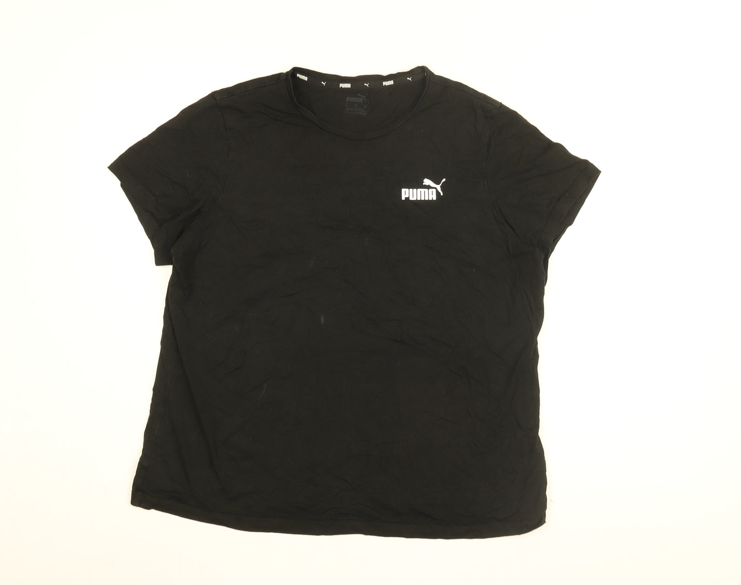 PUMA Womens Black Cotton Basic T-Shirt Size XL Round Neck