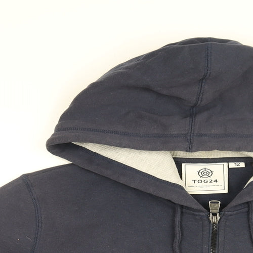 TOG24 Womens Blue Cotton Full Zip Hoodie Size 12 Zip