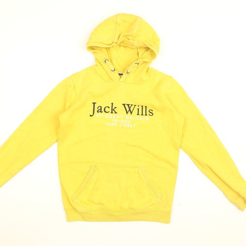 Jack Wills Boys Yellow Cotton Pullover Hoodie Size 10-11 Years Pullover - Jack Wills Logo