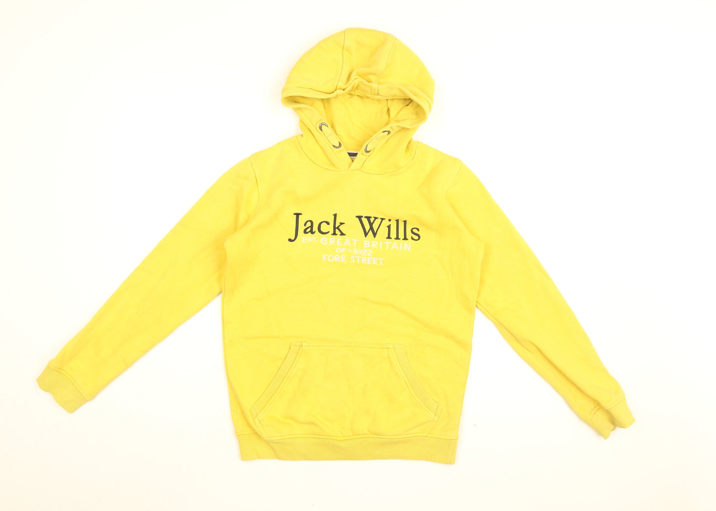 Jack Wills Boys Yellow Cotton Pullover Hoodie Size 10-11 Years Pullover - Jack Wills Logo