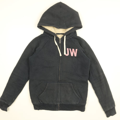 Jack Wills Womens Blue Cotton Full Zip Hoodie Size 10 Zip - Jack Wills Logo