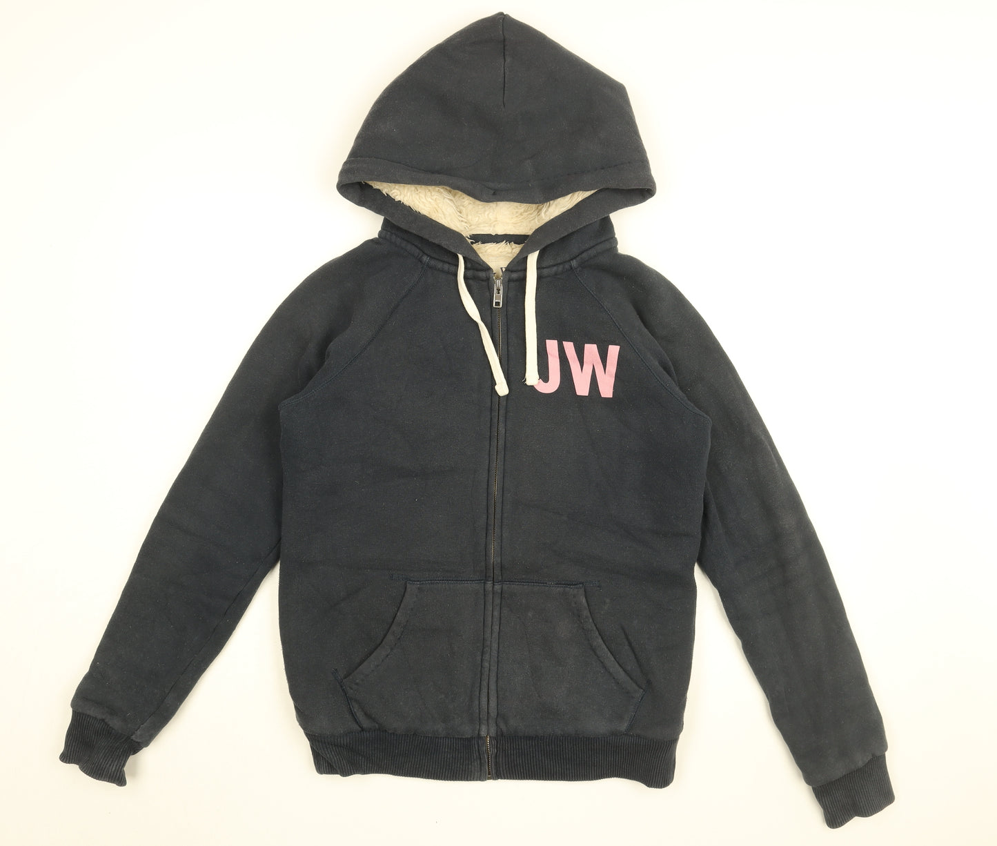 Jack Wills Womens Blue Cotton Full Zip Hoodie Size 10 Zip - Jack Wills Logo