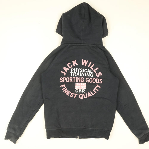 Jack Wills Womens Blue Cotton Full Zip Hoodie Size 10 Zip - Jack Wills Logo