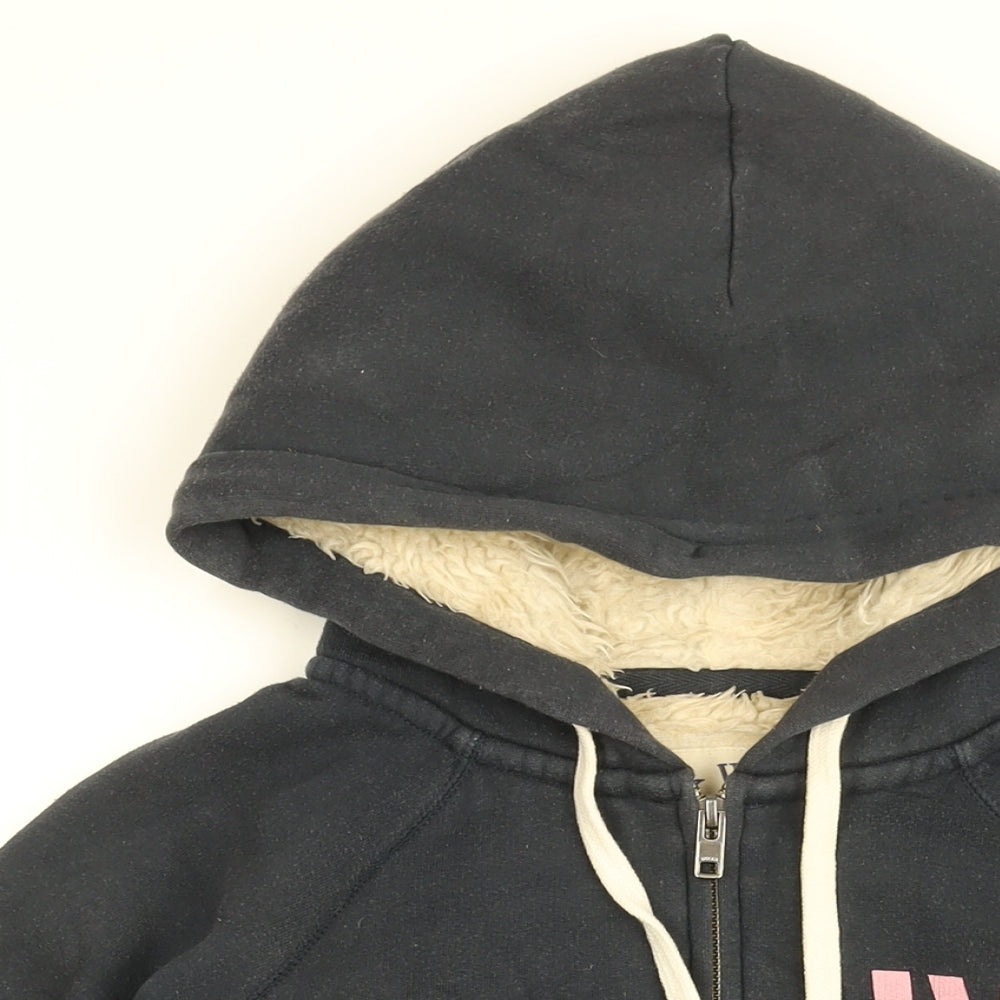 Jack Wills Womens Blue Cotton Full Zip Hoodie Size 10 Zip - Jack Wills Logo