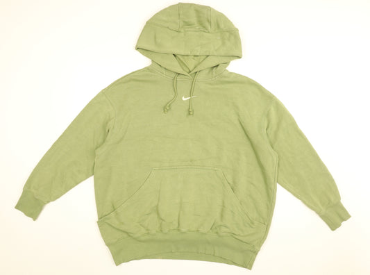 Nike Mens Green Cotton Pullover Hoodie Size L