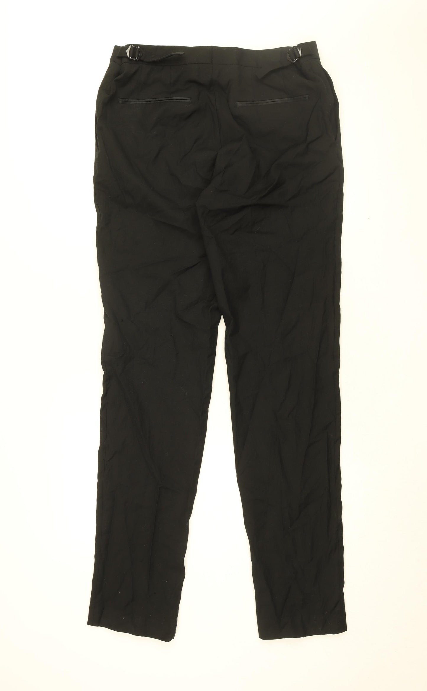 Jaeger Mens Black Wool Trousers Size 34 in L35 in Regular Zip