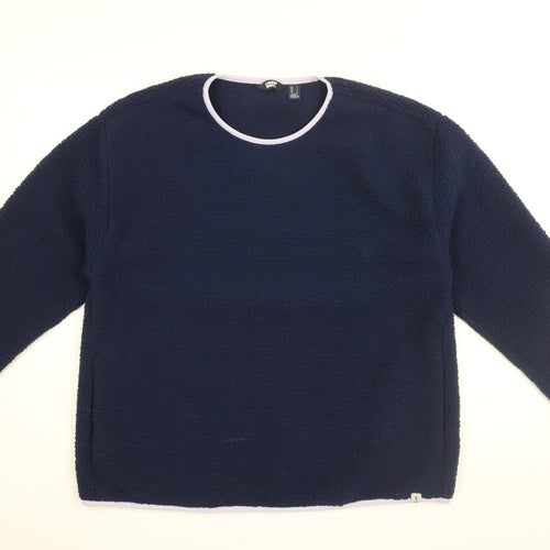 Lands' End Womens Blue Polyester Basic T-Shirt Size L Round Neck