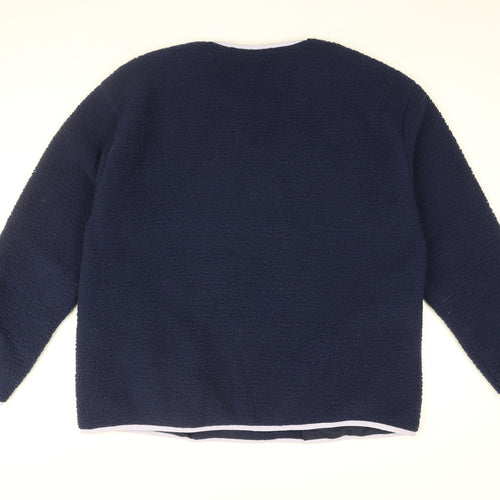 Lands' End Womens Blue Polyester Basic T-Shirt Size L Round Neck
