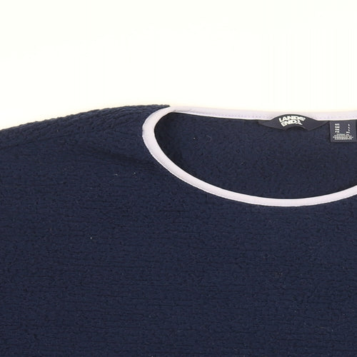 Lands' End Womens Blue Polyester Basic T-Shirt Size L Round Neck