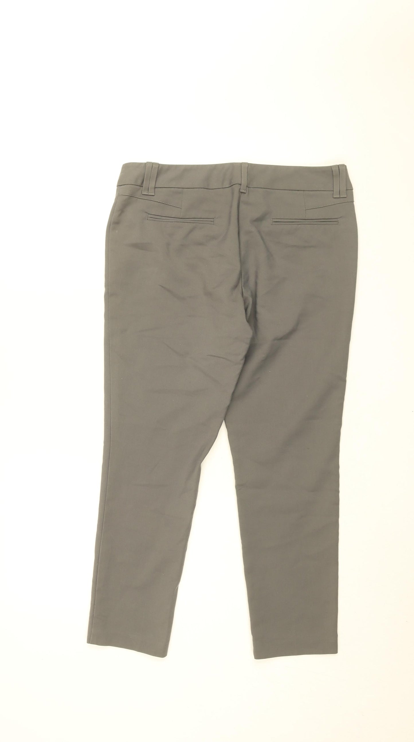 NEXT Womens Grey Cotton Chino Trousers Size 12 L25.5 in Regular Zip