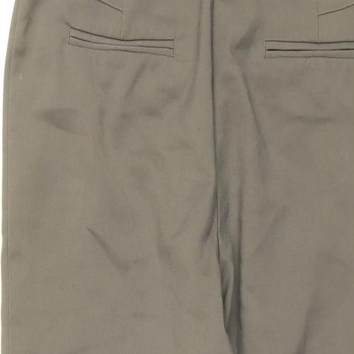 NEXT Womens Grey Cotton Chino Trousers Size 12 L25.5 in Regular Zip