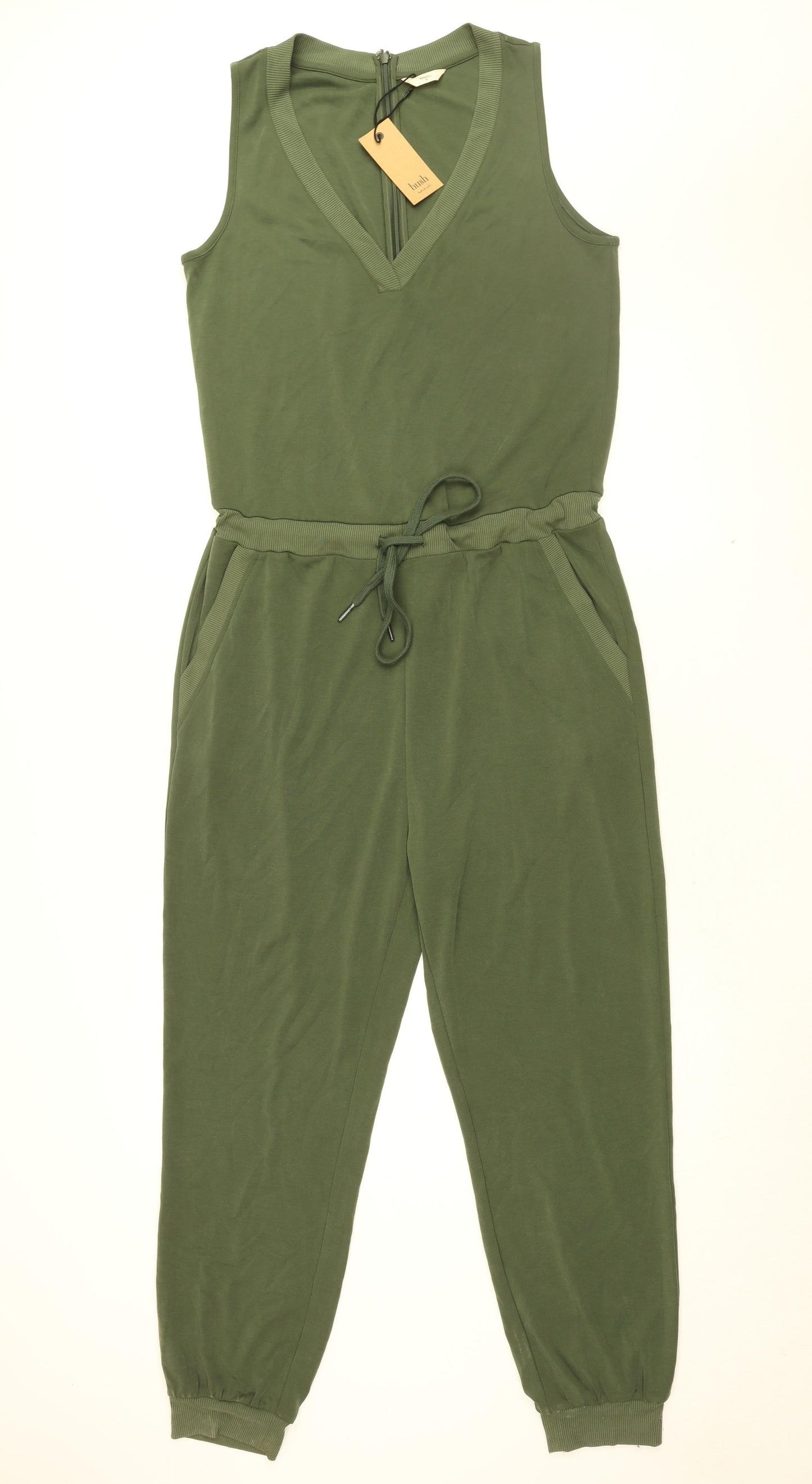 Hush Womens Green Cotton Jumpsuit One-Piece Size 10 L27 in Zip