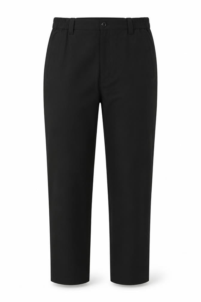 Front view of Pegasus women’s black polyester trousers, size UK 36, in, 29-inch leg regular zip