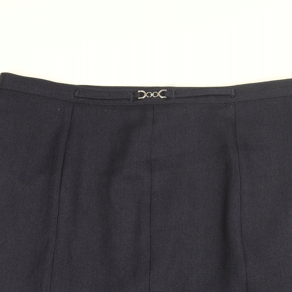 EWM Womens Blue Polyester Flare Skirt Size 16 Zip