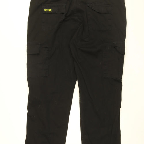 Site King Mens Black Cotton Trousers Size 42 in L29 in Regular Zip